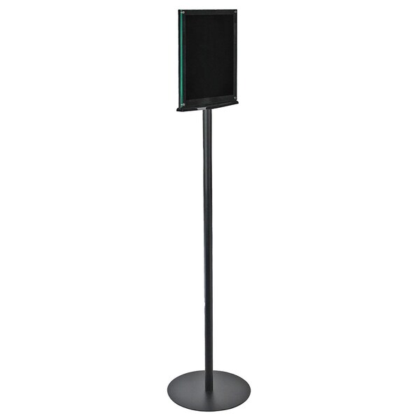 Double Sided Magnetic Sign Holder for Floor Portrait Black Frame on Freestanding Pedestal Base